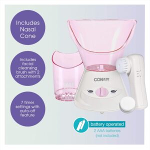 True Glow by Conair Facial Steamer with Rotating Cleansing Brush for At-Home Spa Skincare